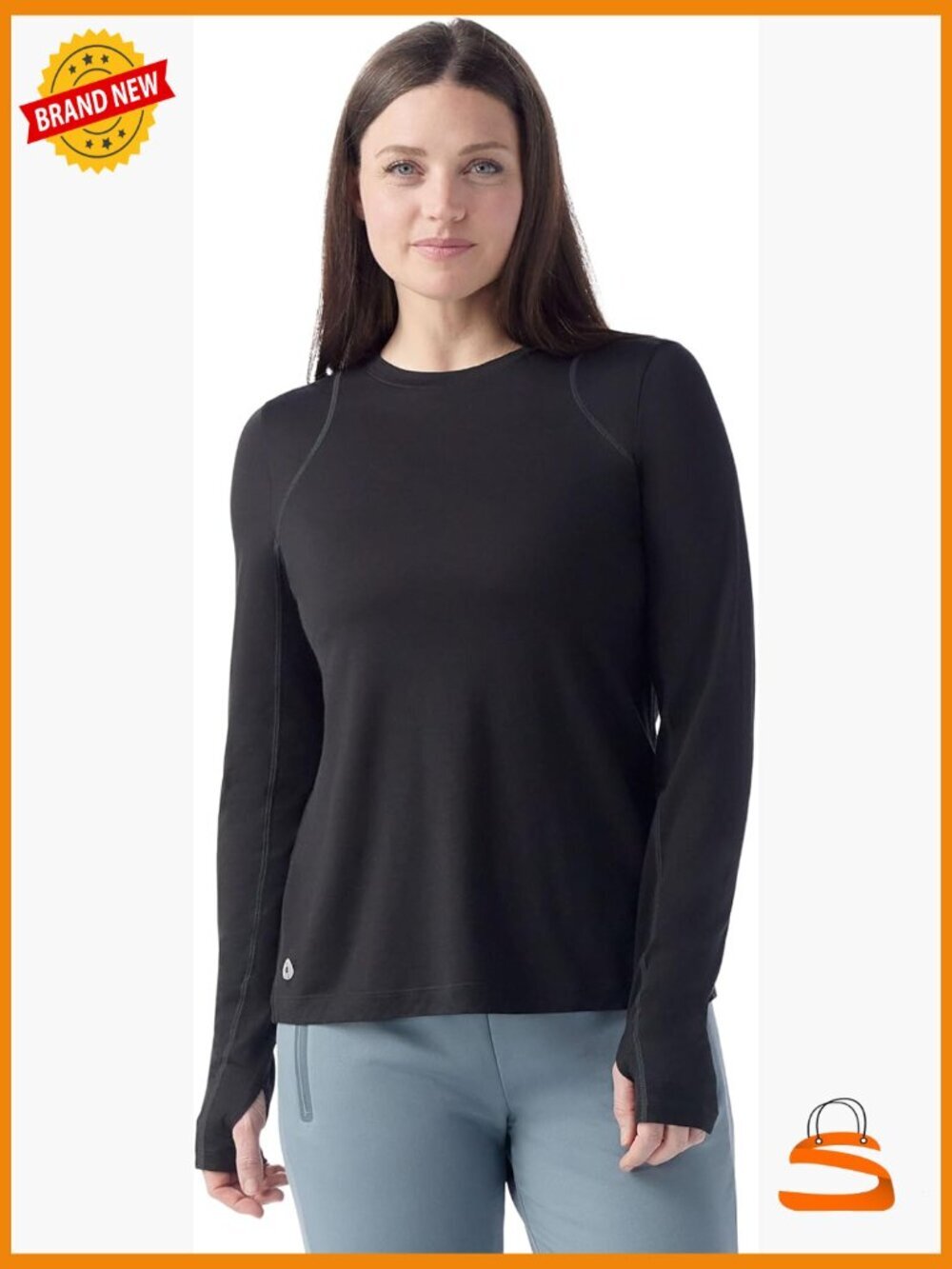 Long Sleeve Merino Wool Active Tee Thumbholes Pullover